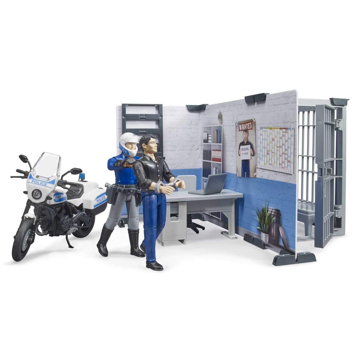 BRUDER 62732 bworld Polizeistation mit Polizeimotorrad
