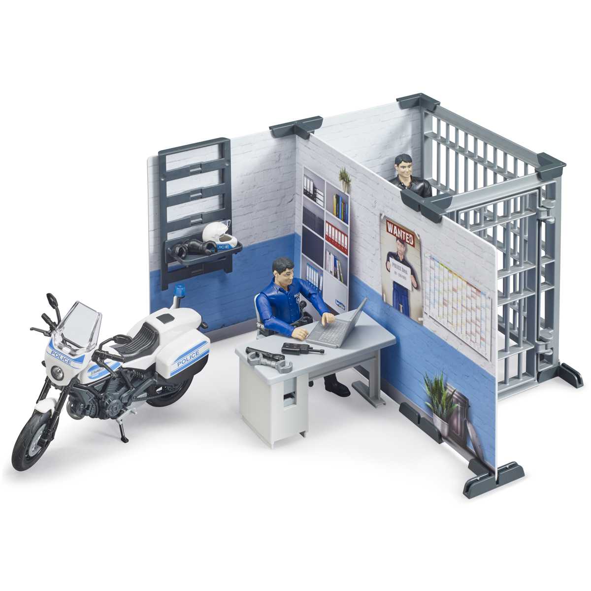 BRUDER 62732 bworld Polizeistation mit Polizeimotorrad

