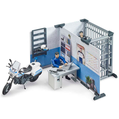 BRUDER 62732 bworld Polizeistation mit Polizeimotorrad
