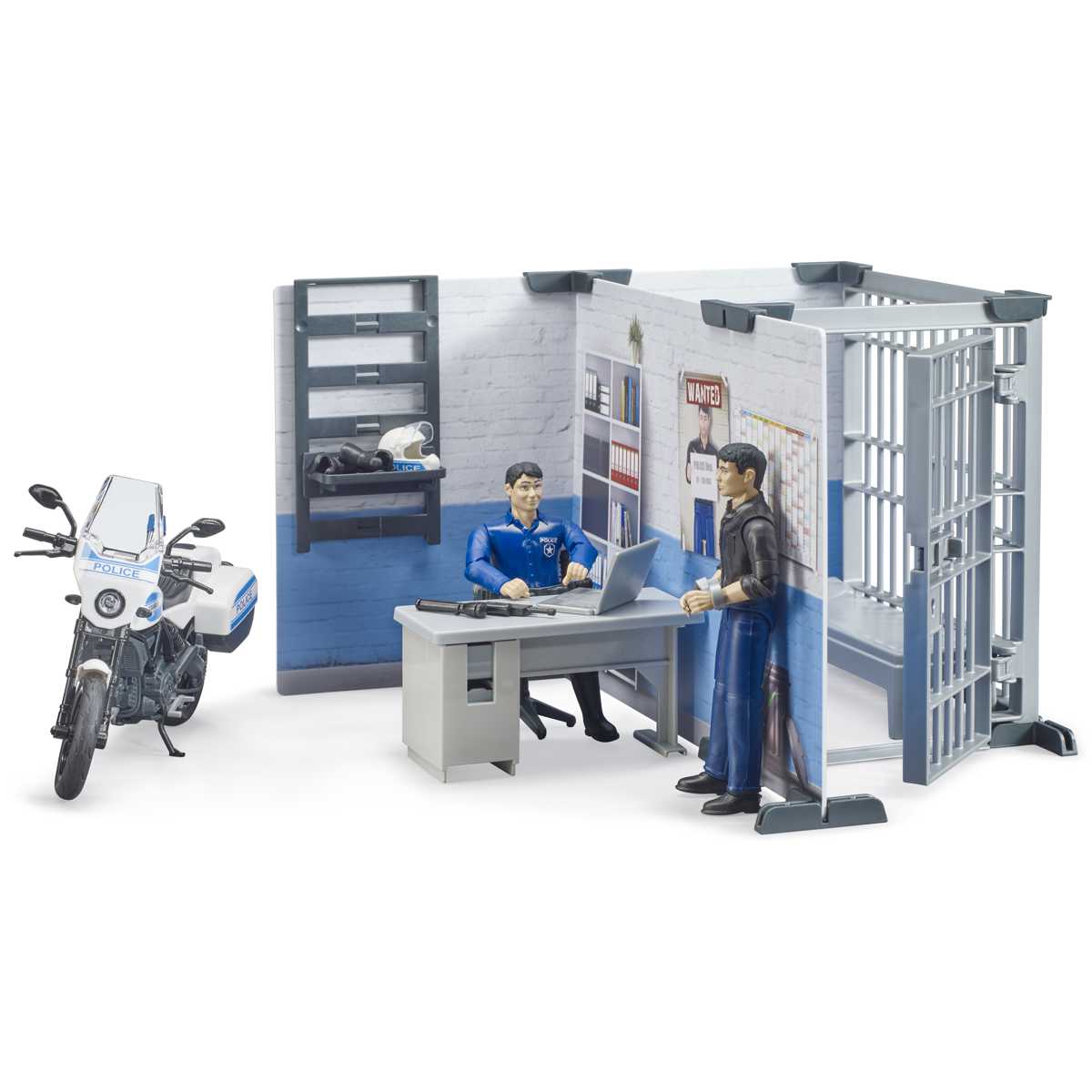 BRUDER 62732 bworld Polizeistation mit Polizeimotorrad
