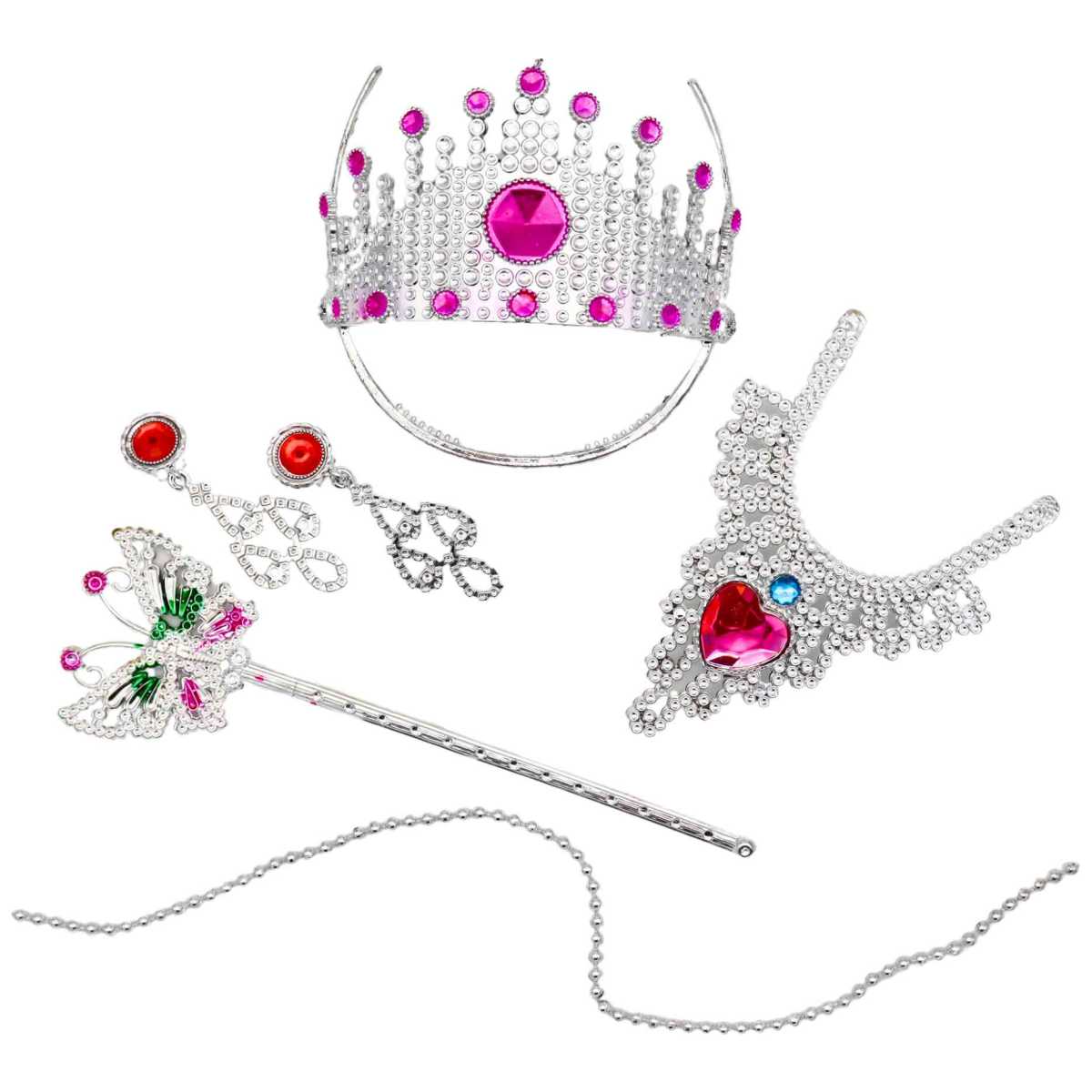 Prinzessinen-Set 5-teilig Schmuck-Set Junggesellinnen Abschied Krone Diadem