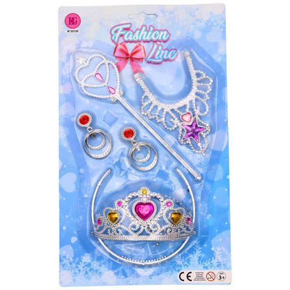 Prinzessinen-Set 5-teilig Schmuck-Set Junggesellinnen Abschied Krone Diadem