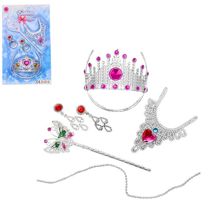 Prinzessinen-Set 5-teilig Schmuck-Set Junggesellinnen Abschied Krone Diadem