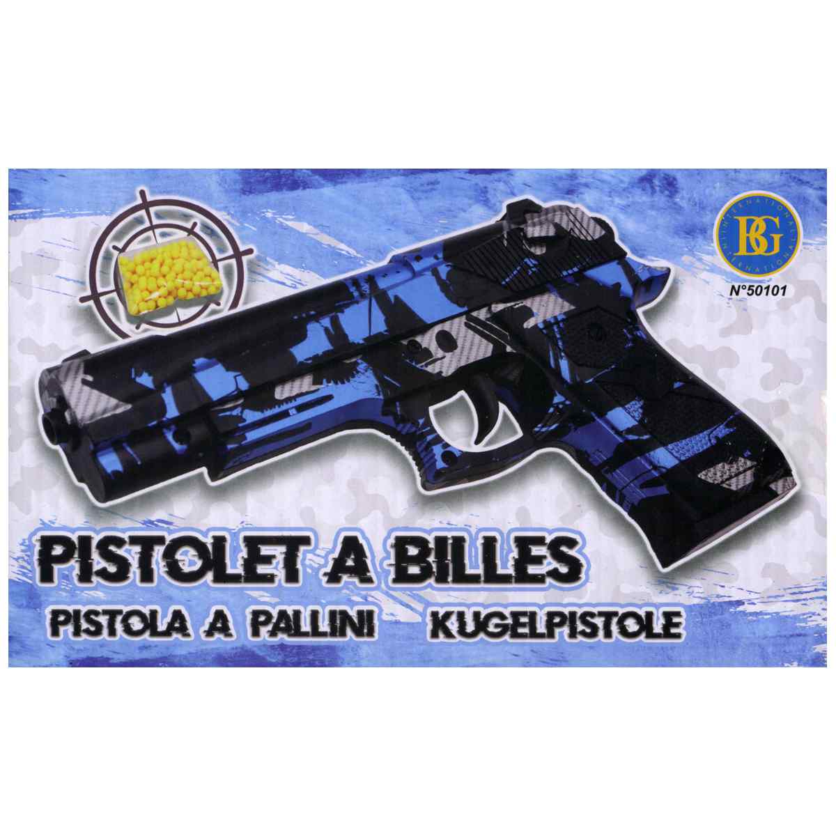 Kugelpistole mit Magazin Softair Gun 18cm camouflage blau + Kugeln ab 14 Jahre