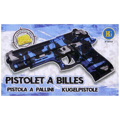 Kugelpistole mit Magazin Softair Gun 18cm camouflage blau + Kugeln ab 14 Jahre