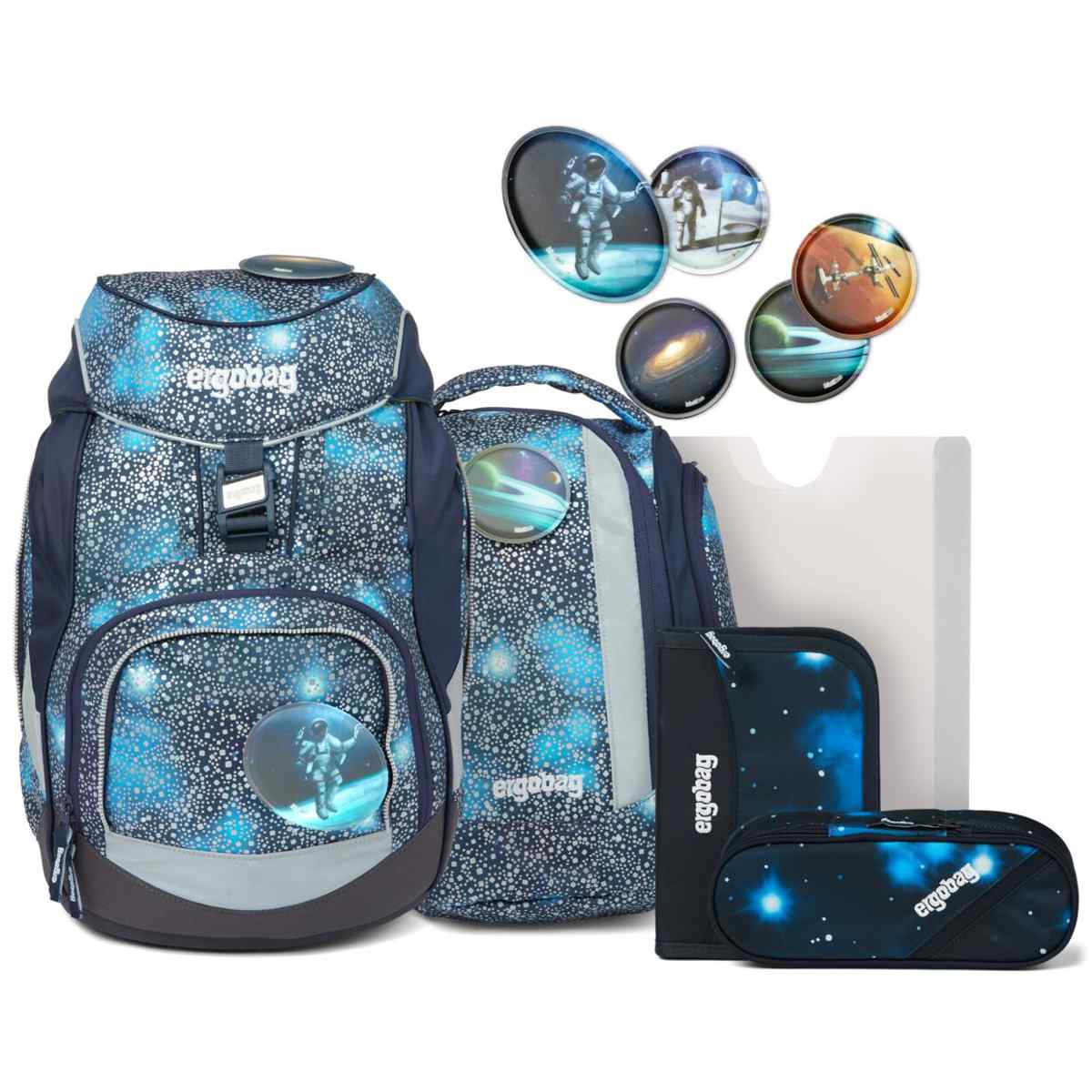 ERGOBAG Schulranzen Set pack Bär Anhalter durch die Galaxis Super Reflex Glow Edition 6-teilig