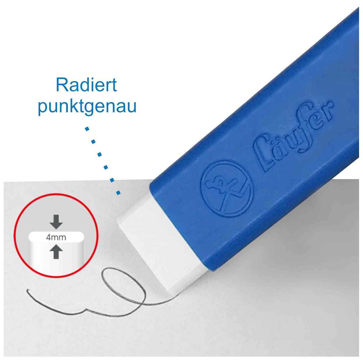 LÄUFER Radierstift Pocket 2 in Kunststoffgehäuse PVC-free 4mm blau