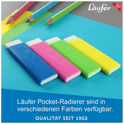 LÄUFER Radierstift Pocket 2 in Kunststoffgehäuse PVC-free 4mm blau