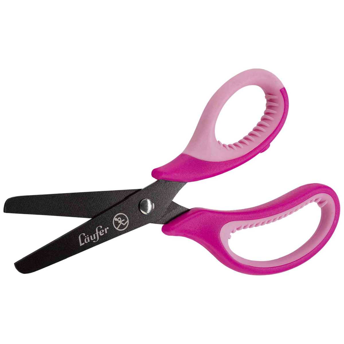 LÄUFER Bastelschere rund mit Softgriff und Titan-Beschichtung pink / rosa -Rechtshänder-