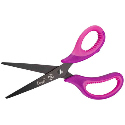 LÄUFER Bastelschere spitz mit Softgriff und Titan-Beschichtung lila / pink -Rechtshänder-