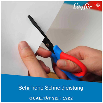 LÄUFER Bastelschere rund mit Softgriff und Titan-Beschichtung schwarz / rot -Linkshänder-