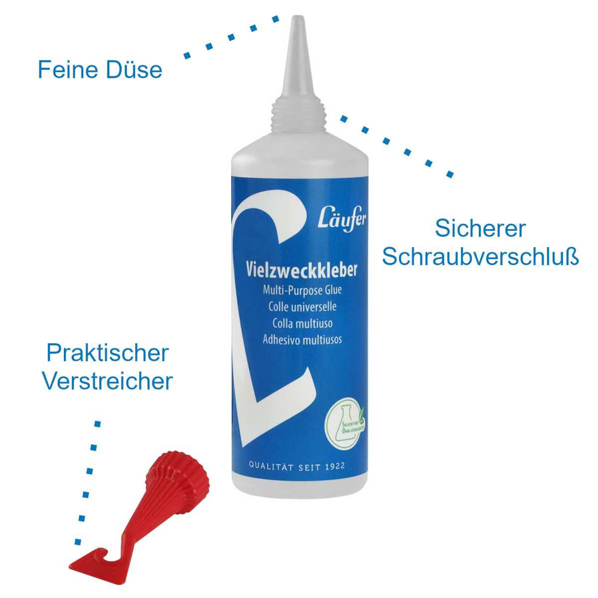 LÄUFER Vielzweckkleber Alleskleber transparent mit Verstreicher 100g ohne Lösungsmittel