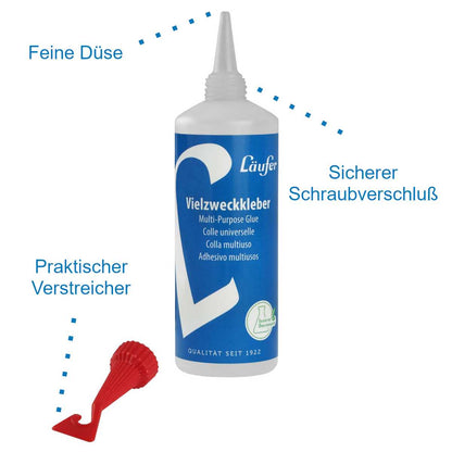 LÄUFER Vielzweckkleber Alleskleber transparent mit Verstreicher 100g ohne Lösungsmittel