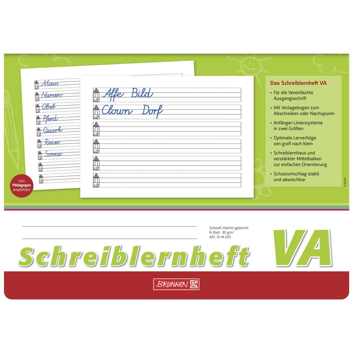 BRUNNEN Schreiblernheft 44005 A4 quer 16 Blatt VA-Schrift