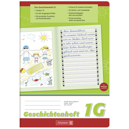 BRUNNEN Geschichtenheft A4 LIN 1G / blanco hoch 16 Blatt