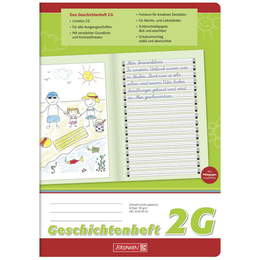 BRUNNEN Geschichtenheft A4 LIN 2G / blanco hoch 16 Blatt