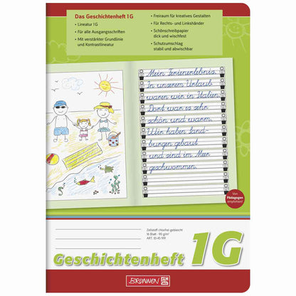 BRUNNEN Geschichtenheft A5 LIN 1G / blanco hoch 16 Blatt