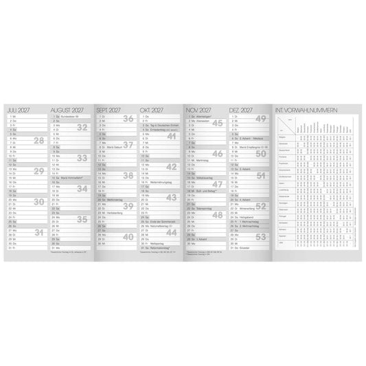 BRUNNEN Jahresübersicht für Taschenkalender 2027 8,7 x 15,3 cm