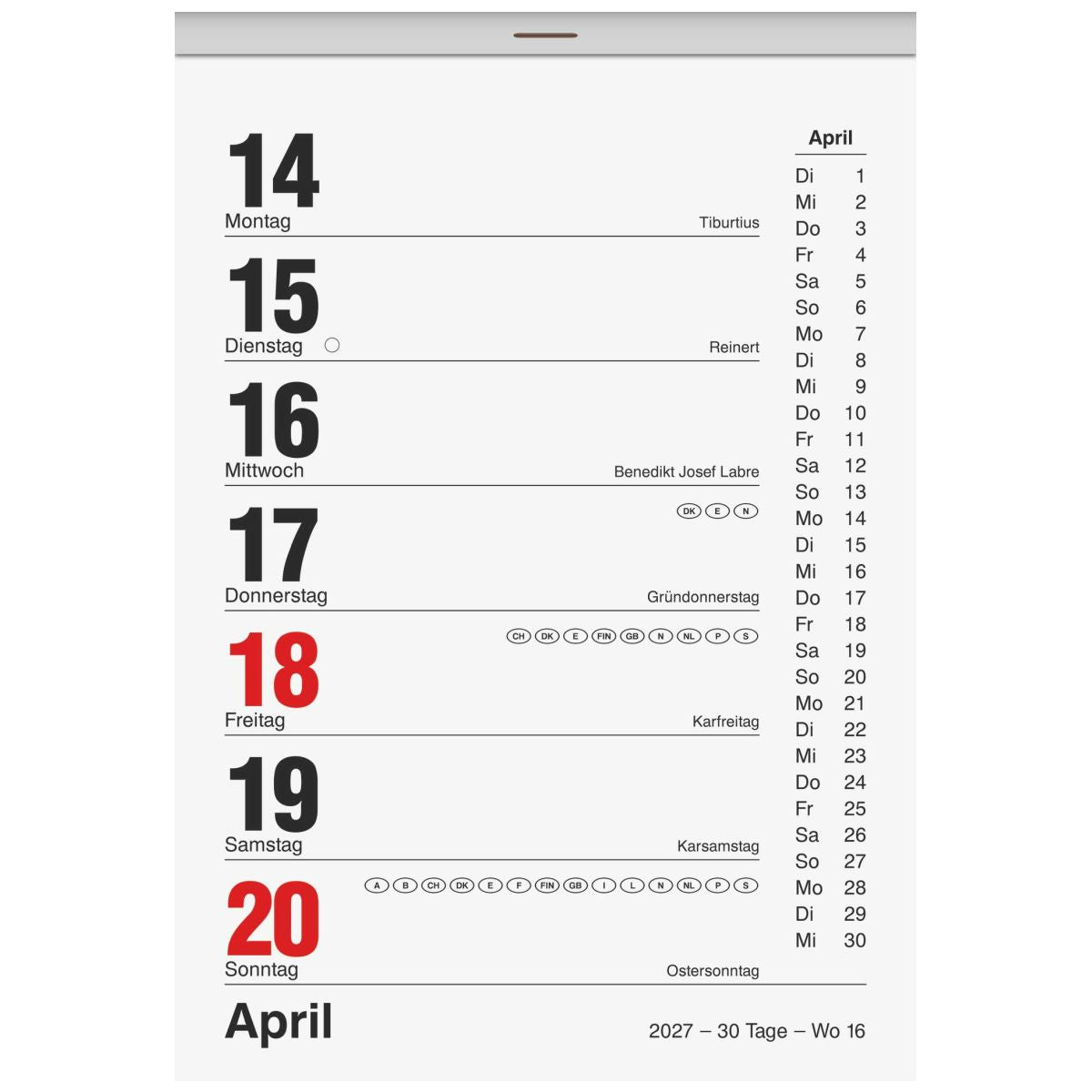 BRUNNEN Wochenabreißkalender Nr. 25 105x146mm