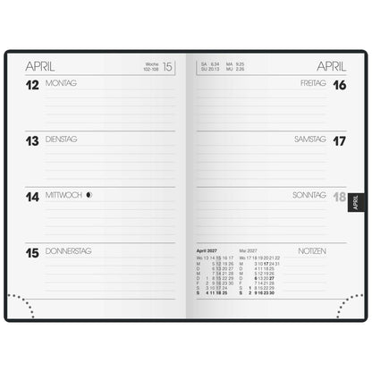 BRUNNEN Taschenkalender Modell 723 A7 2025, 2 Seiten/1 Woche mit Kugelschreiber