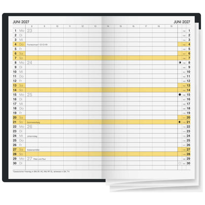 BRUNNEN Faltkalender Mod. 740 2027 9x15cm schwarz 2 Seiten = 1 Monat