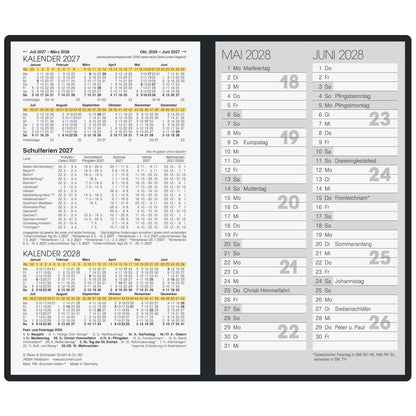 BRUNNEN Faltkalender Mod. 740 2027 9x15cm schwarz 2 Seiten = 1 Monat