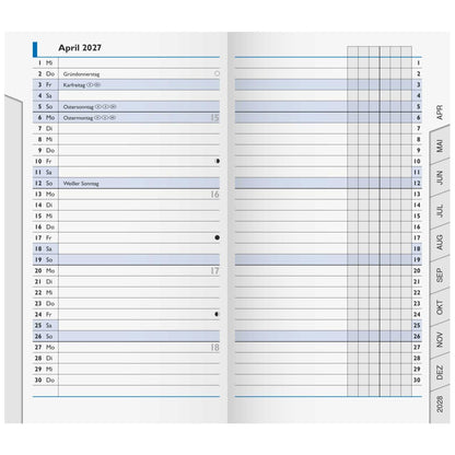 BRUNNEN Taschenkalender 2027 Mod. 753 9x15cm Einlage 2 Seiten = 1 Woche