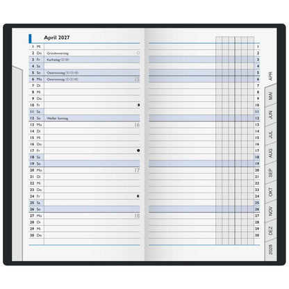 BRUNNEN Taschenkalender Mod. 753 2027 9x15cm petrol 1 Monat = 2 Seiten
