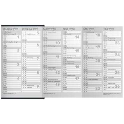 BRUNNEN Taschenkalender Mod. 753 dunkelblau 2027 9 x 15cm 2 Seiten = 1 Monat