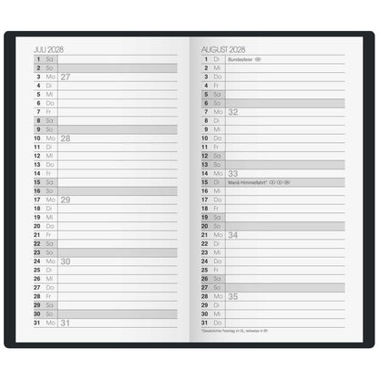 BRUNNEN Taschenkalender Mod. 758 2027 A6 schwarz 1 Seite = 1 Woche