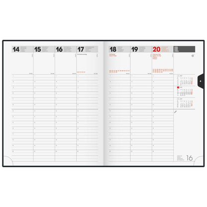 BRUNNEN Buchkalender 2027 Modell 761 21x26cm schwarz 2 Seiten =  1 Woche