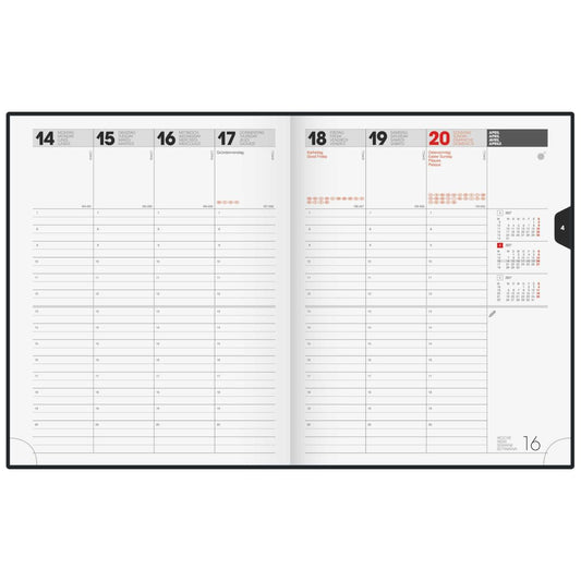 BRUNNEN Buchkalender 2027 Modell 761 21x26cm schwarz 2 Seiten =  1 Woche