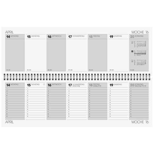 BRUNNEN Quertischkalender Schreibtischkalender 2027 420x137cm, 2 Seiten / 1 Woche