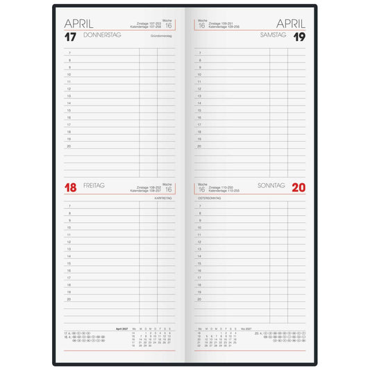 BRUNNEN Vormerkbuch Mod. 784 2027 | 108×297 mm blau 1 Seite = 2 Tage