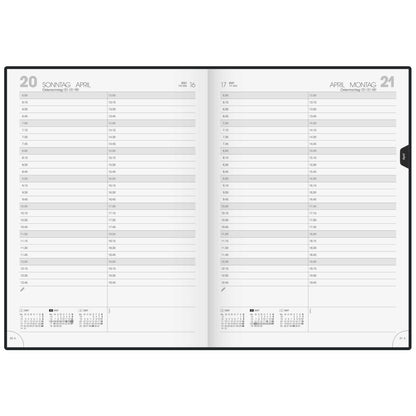 BRUNNEN Buchkalender mit Spirale Mod. 789 A4 Kunststoff, grau 1 Seite = 1 Tag