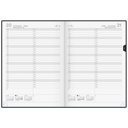 BRUNNEN Buchkalender mit Spirale Mod. 789 A4 Kunststoff, grau 1 Seite = 1 Tag