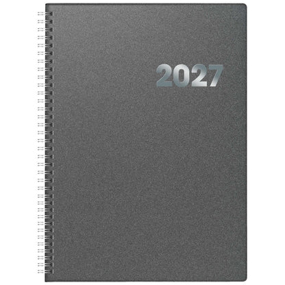 BRUNNEN Buchkalender mit Spirale Mod. 789 2027 | A4, Kunststoff, grau 1 Tag = 1 Seite