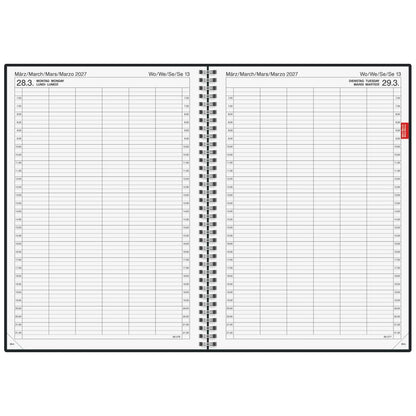 BRUNNEN Buchkalender mit Spirale Mod. 789 2027 | A4, Kunststoff, grau 1 Tag = 1 Seite