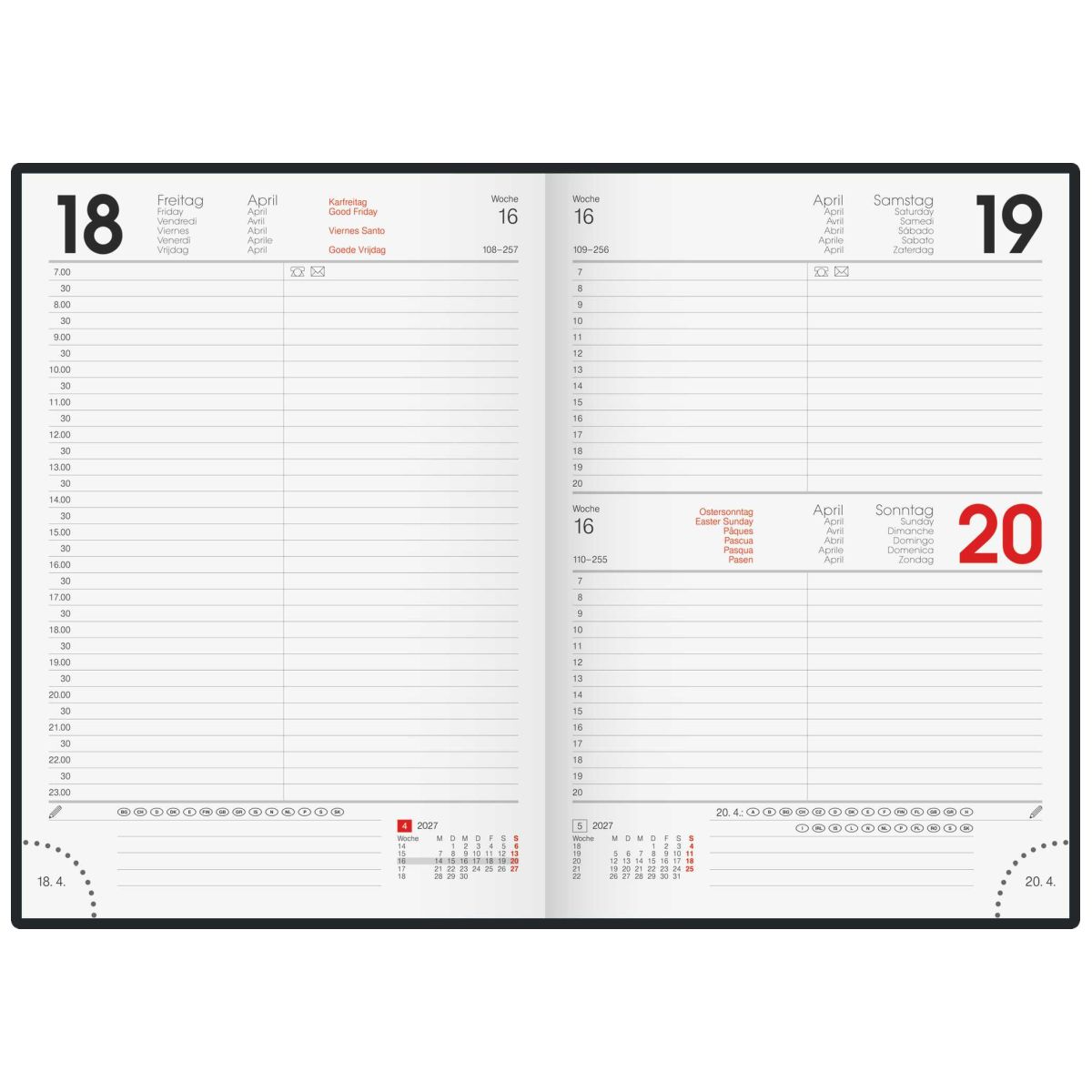 BRUNNEN Buchkalender Mod. 795 2027 A5 petrol 352 Seiten | 1 Tag = 1 Seite
