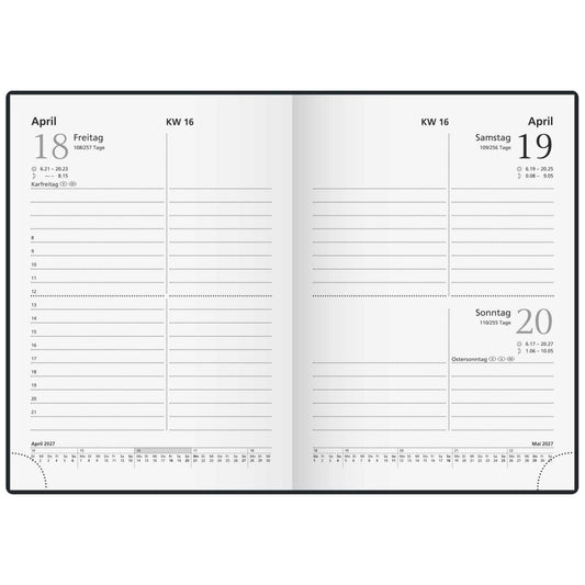 GLOCKEN Taschenkalender 2027 A6 schwarz 336 Seiten | 1 Tag = 1 Seite
