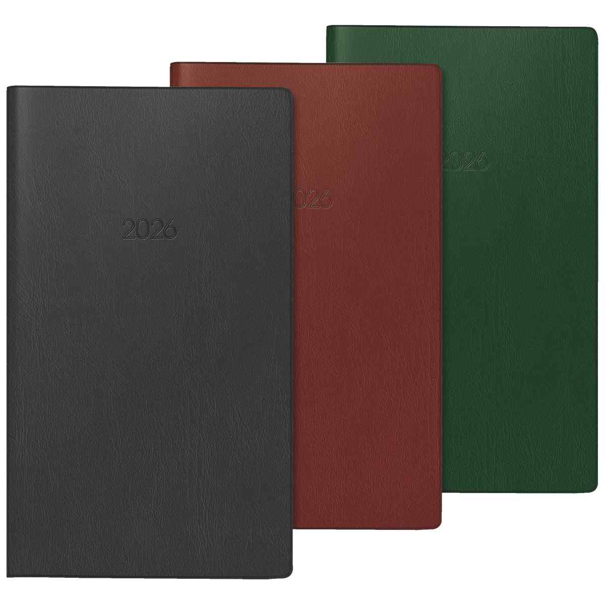 GLOCKEN Faltkalender 2026 9x15cm 2 Seiten = 1 Monat farbig sortiert