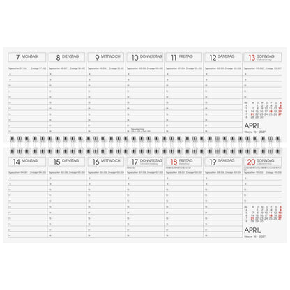 GLOCKEN Querterminbuch Schreibtischkalender 2027 | 29,7x10cm 1 Seite = 1 Woche