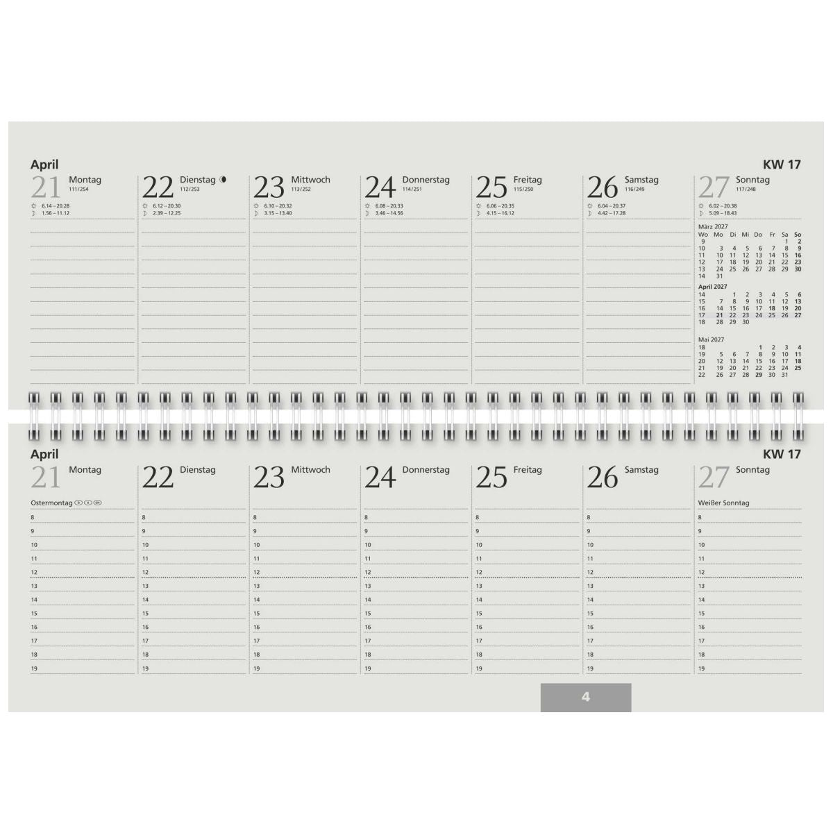 GLOCKEN Querterminbuch Schreibtischkalender 2027 29,7x10cm 2 Seiten = 1 Woche Recycling