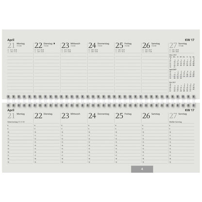 GLOCKEN Querterminbuch Schreibtischkalender 2027 29,7x10cm 2 Seiten = 1 Woche Recycling