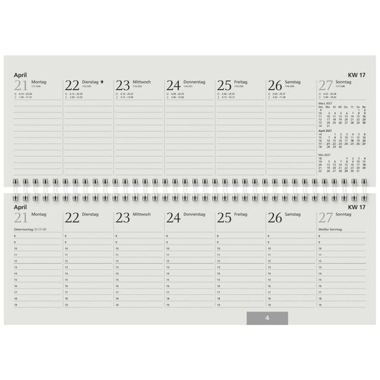 GLOCKEN Querterminbuch Schreibtischkalender 2027 29,7x10cm 2 Seiten = 1 Woche Recycling
