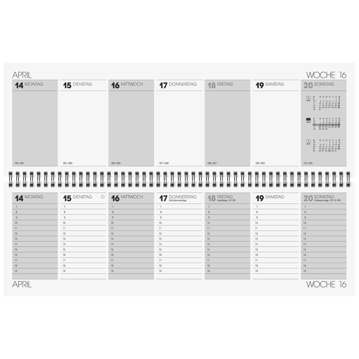 GLOCKEN Querterminbuch 2027 42x13,7cm 1 Woche = 2 Seiten 112 Seiten