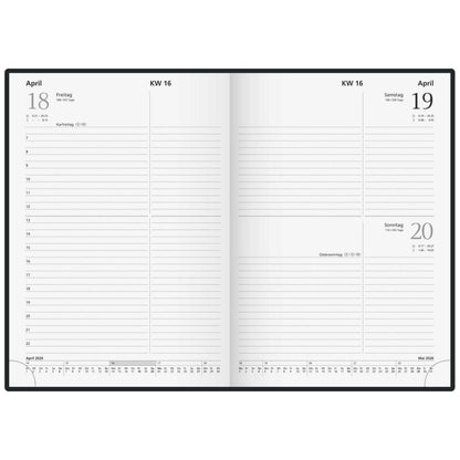 GLOCKEN Buchkalender / Chefkalender A5 2026 schwarz 1 Tag = 1 Seite
