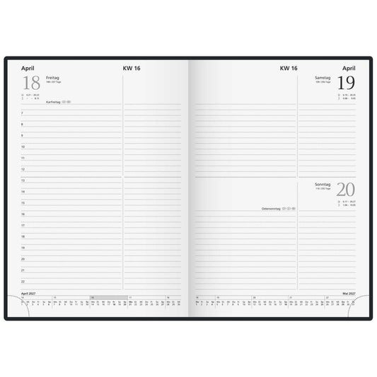 GLOCKEN Buchkalender / Chefkalender A5 2027 schwarz 1 Tag = 1 Seite