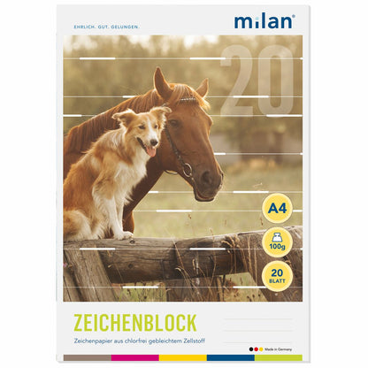 MILAN Zeichenblock 564/20 A4 20 Blatt 2seitig perforiert 100g