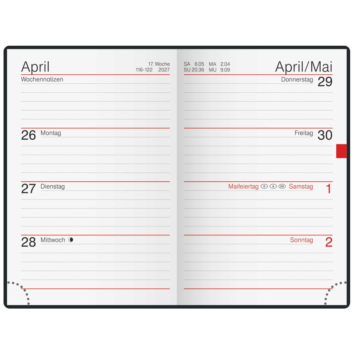 RIDO Taschenkalender 2027 Partner / Industrie I 7,2x11,2cm 1 Woche = 2 Seiten